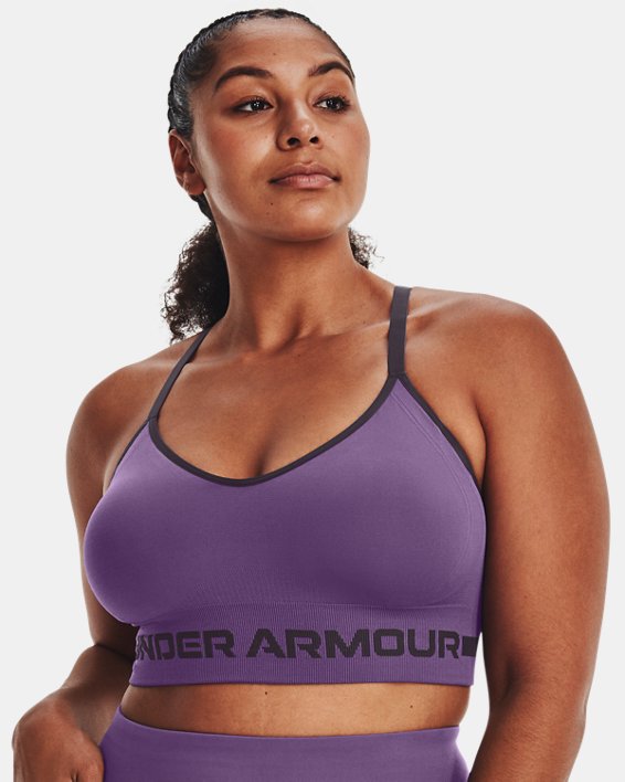 Women's UA Seamless Low Long Sports Bra in Purple image number 3